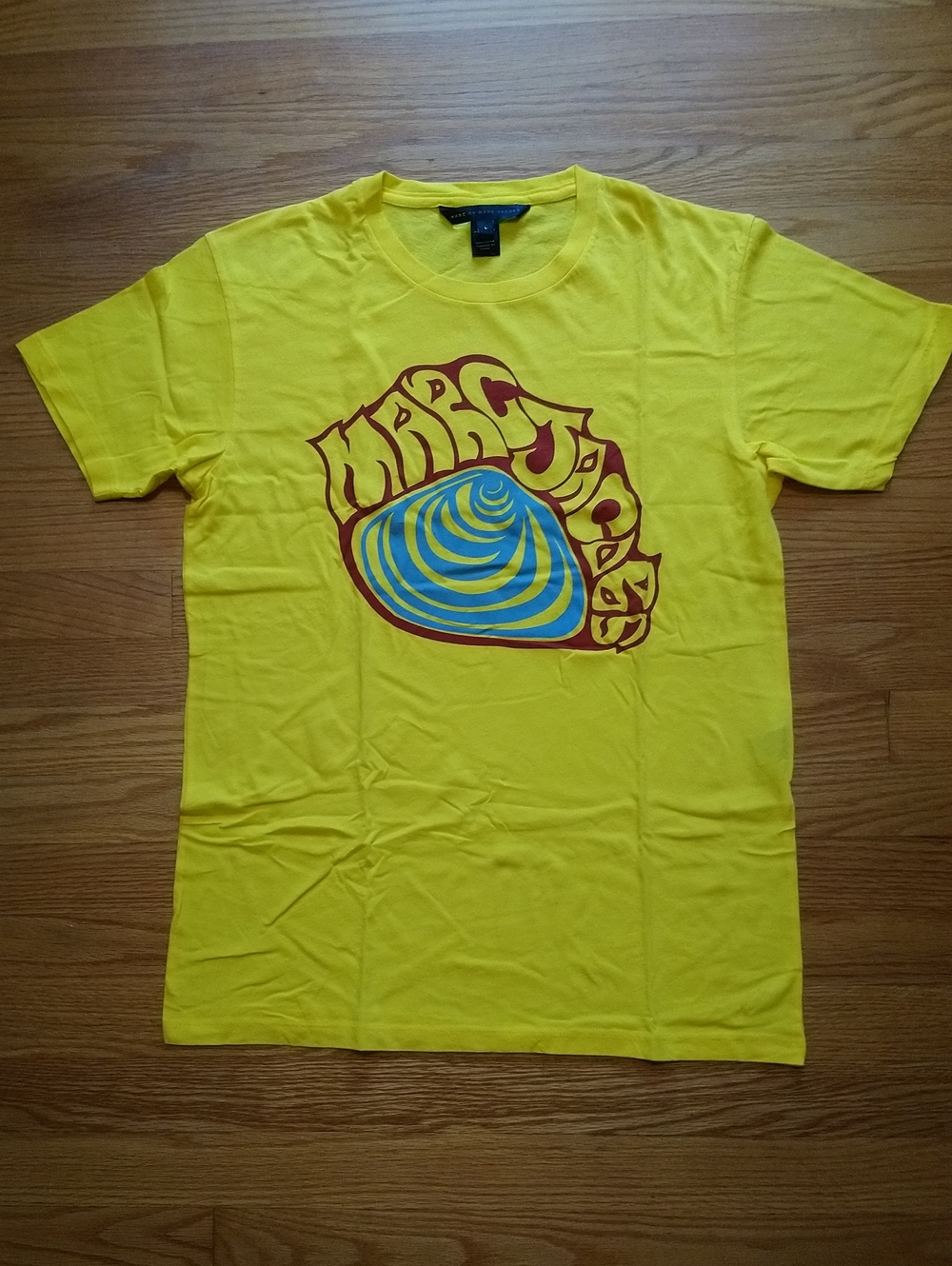 Marc Jacobs Yellow Graphic Tee with Red and Blue Shell Motif